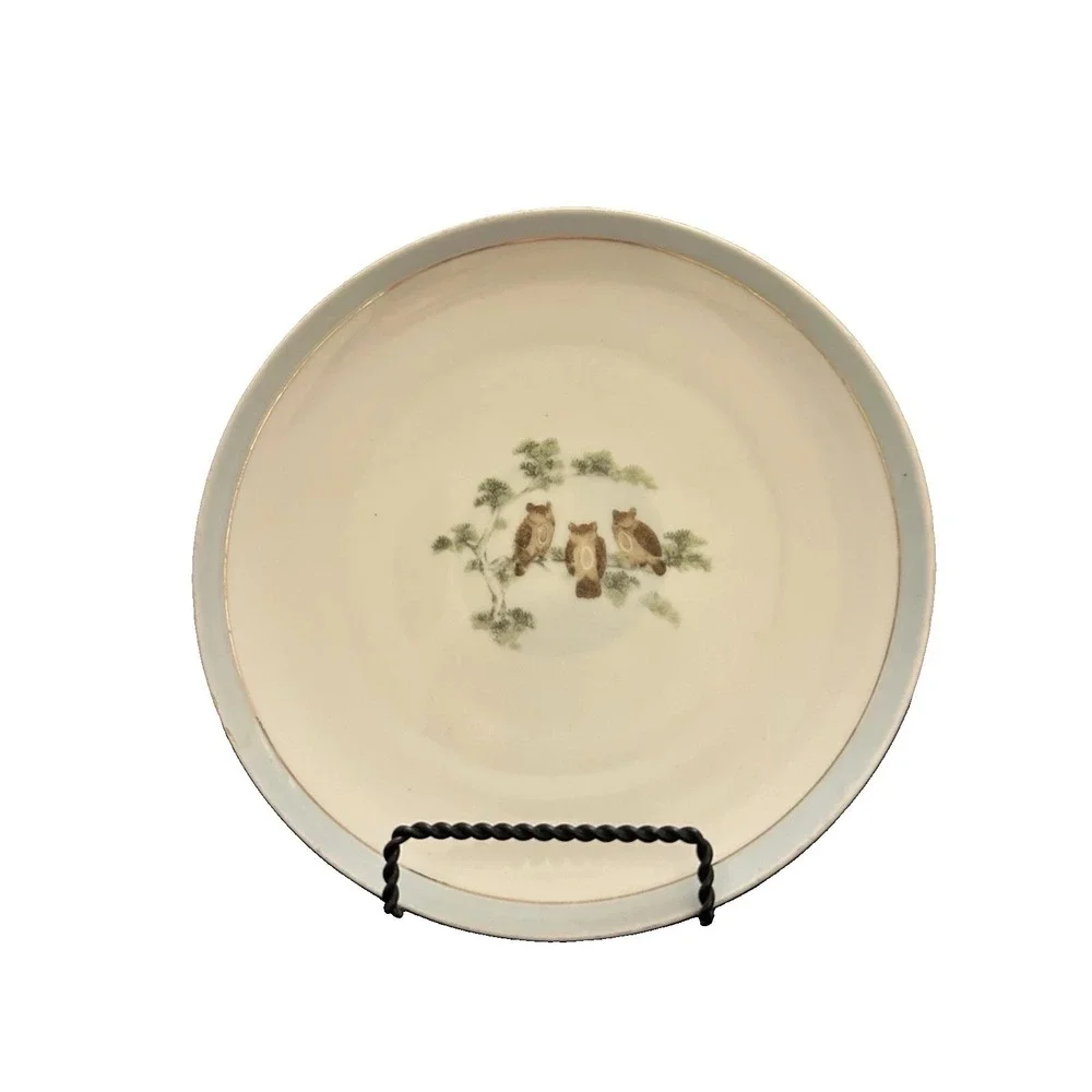 Vintage Owl Collectible Plate - 3 Owls On Branch